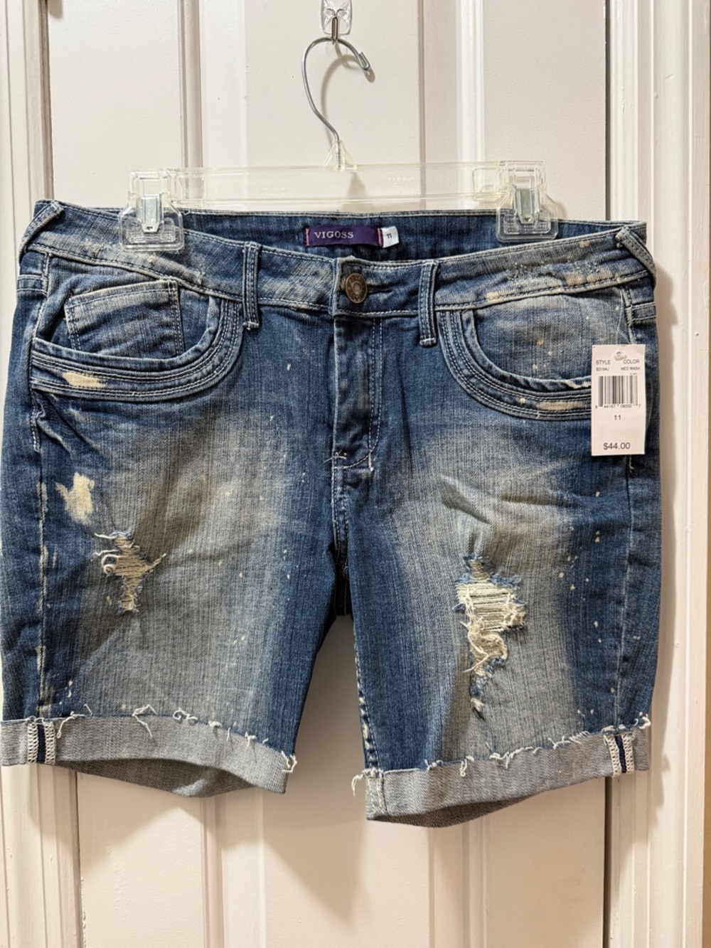 NWT Vigoss Blue Distressed Rolled-Hem Jean Shorts